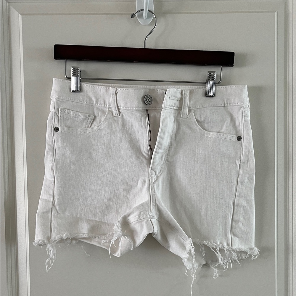Express White Frayed Hem Jean Shorts